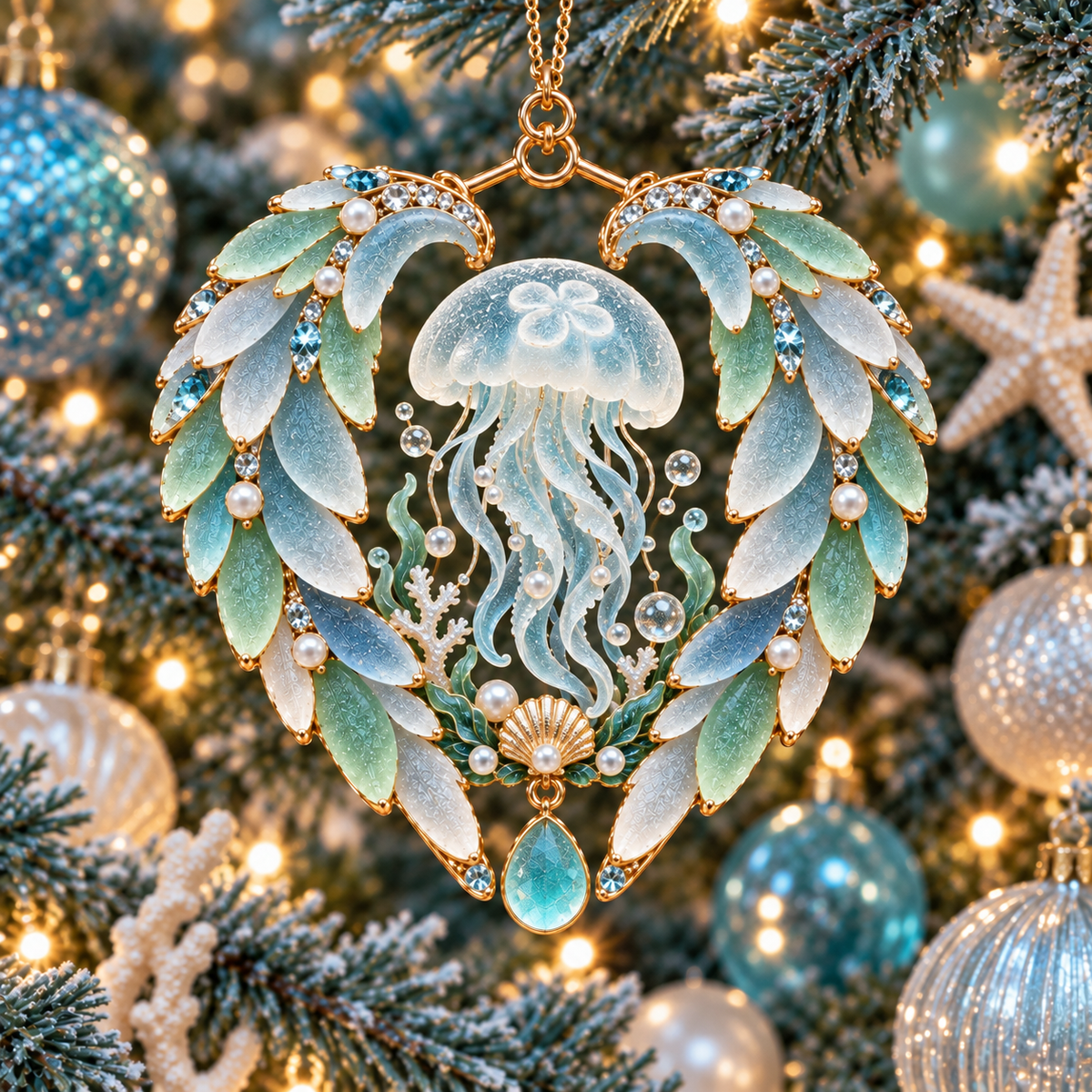 🌊✨Ocean Elegance Christmas Ornaments – A Touch of Coastal Magic