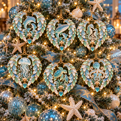 🌊✨Ocean Elegance Christmas Ornaments – A Touch of Coastal Magic