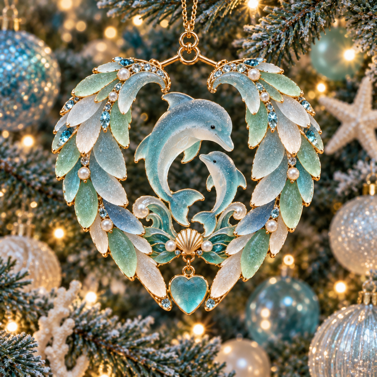 🌊✨Ocean Elegance Christmas Ornaments – A Touch of Coastal Magic