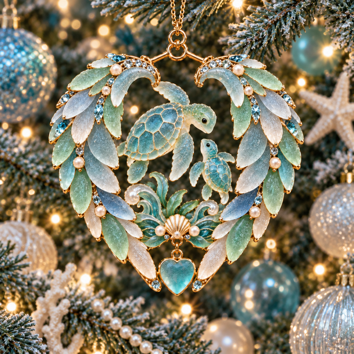 🌊✨Ocean Elegance Christmas Ornaments – A Touch of Coastal Magic