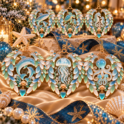 🌊✨Ocean Elegance Christmas Ornaments – A Touch of Coastal Magic