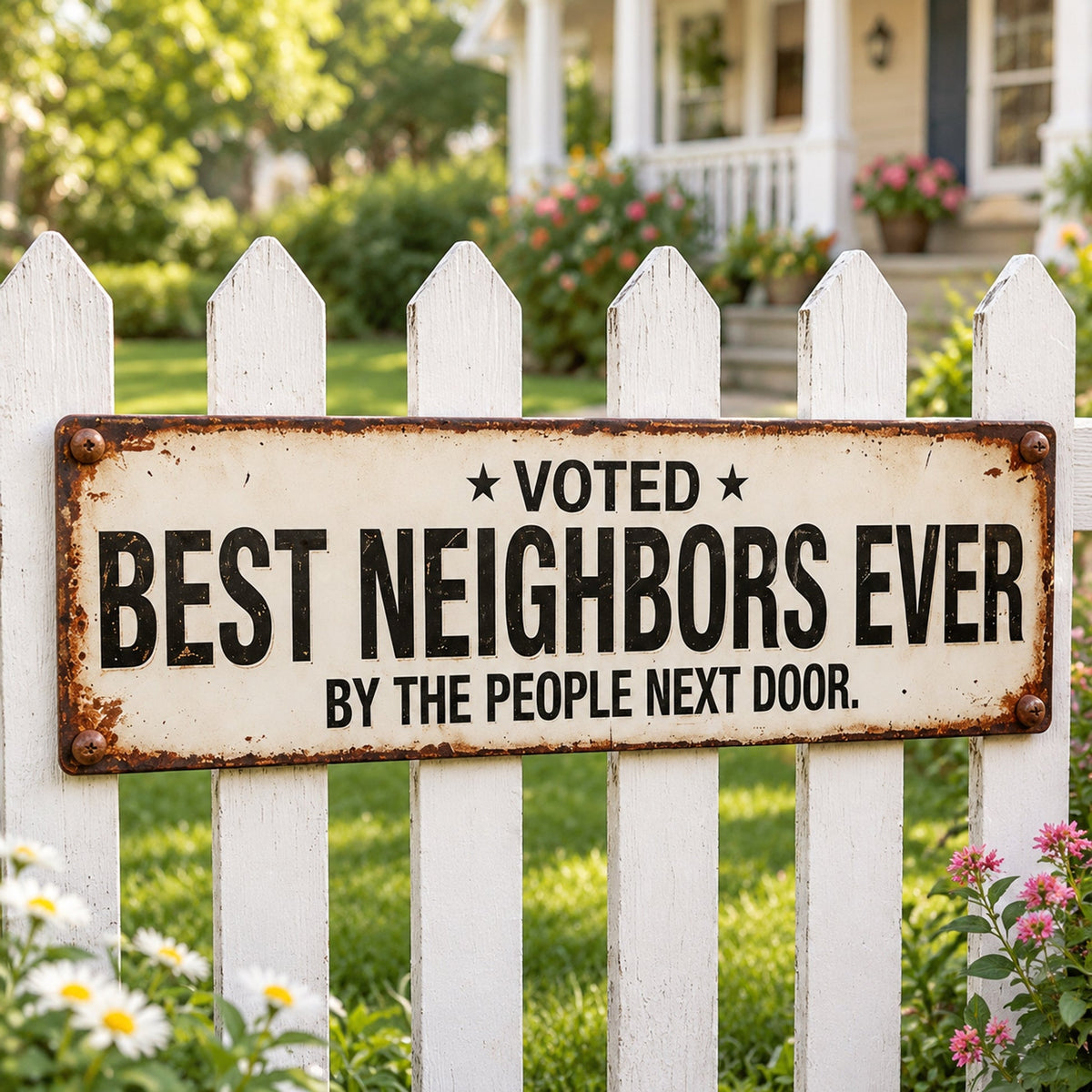 🏡❤️"Voted Best Neighbors Ever" Funny Metal Sign | The Ultimate Neighbor Gift