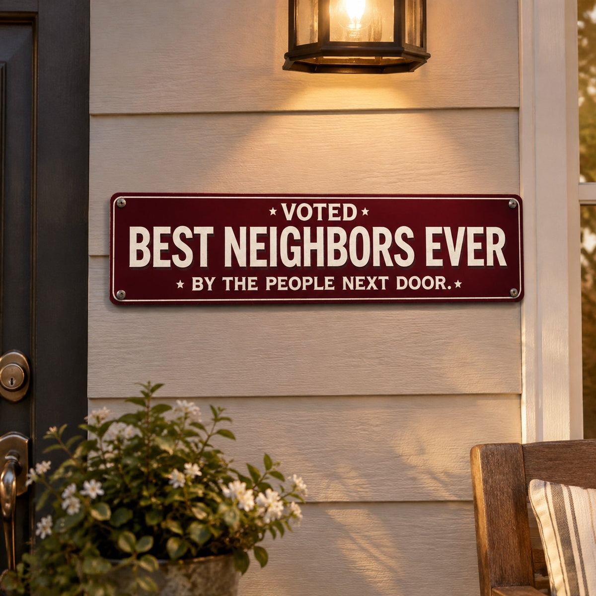 🏡❤️"Voted Best Neighbors Ever" Funny Metal Sign | The Ultimate Neighbor Gift