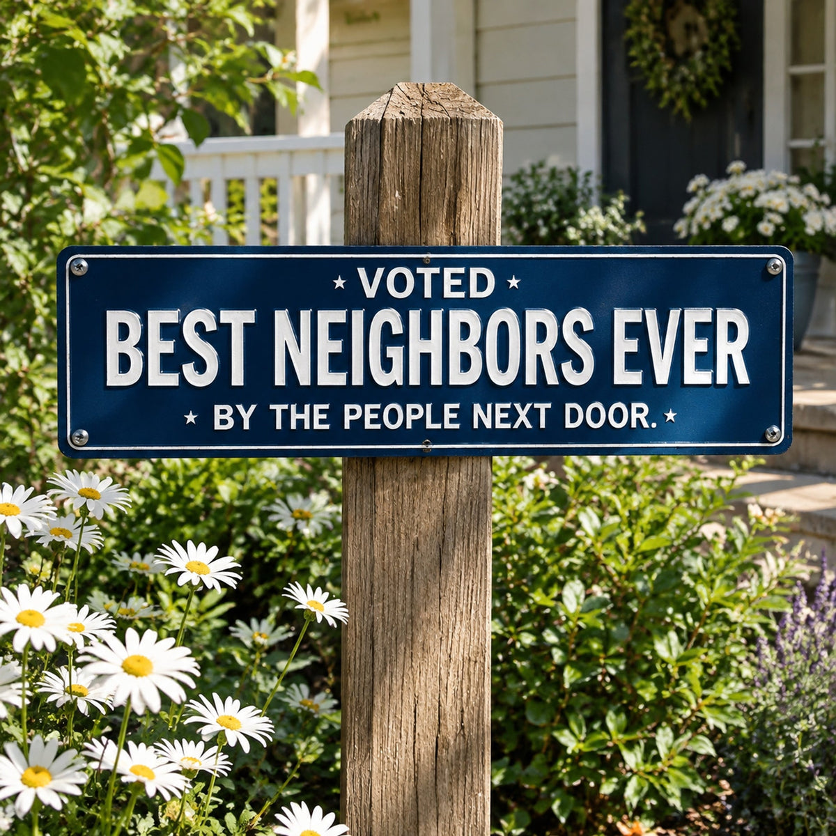 🏡❤️"Voted Best Neighbors Ever" Funny Metal Sign | The Ultimate Neighbor Gift