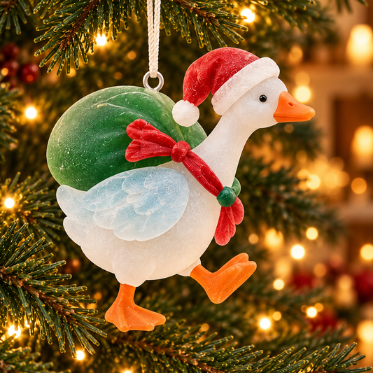 🦢 Cute White Goose Christmas Ornament