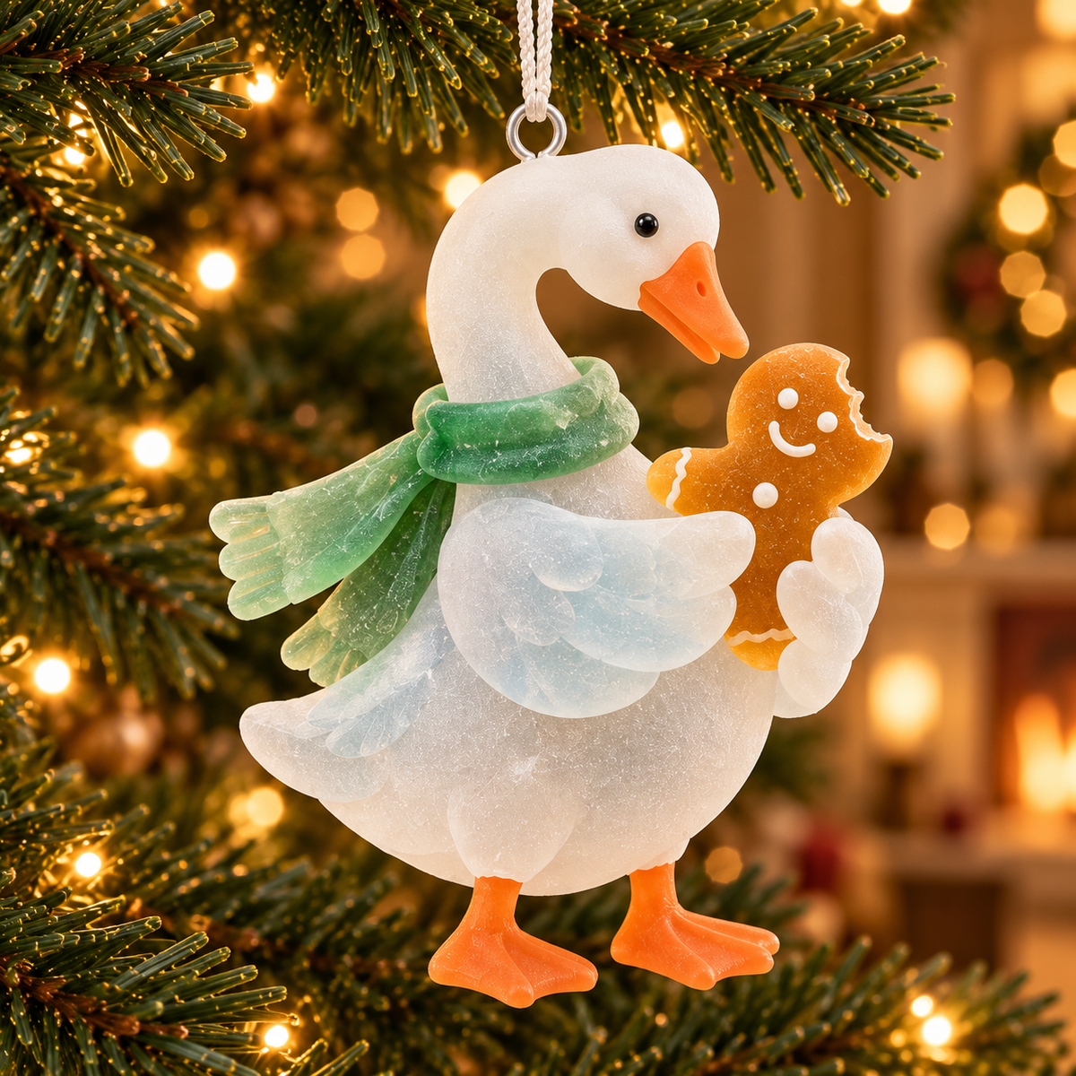 🦢 Cute White Goose Christmas Ornament
