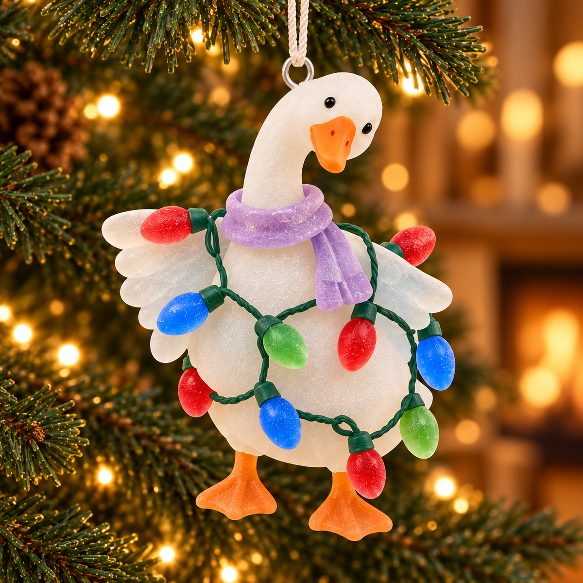 🦢 Cute White Goose Christmas Ornament
