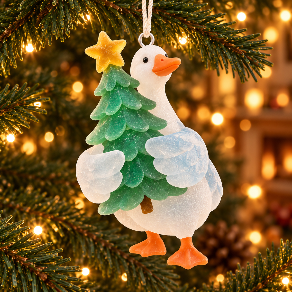 🦢 Cute White Goose Christmas Ornament