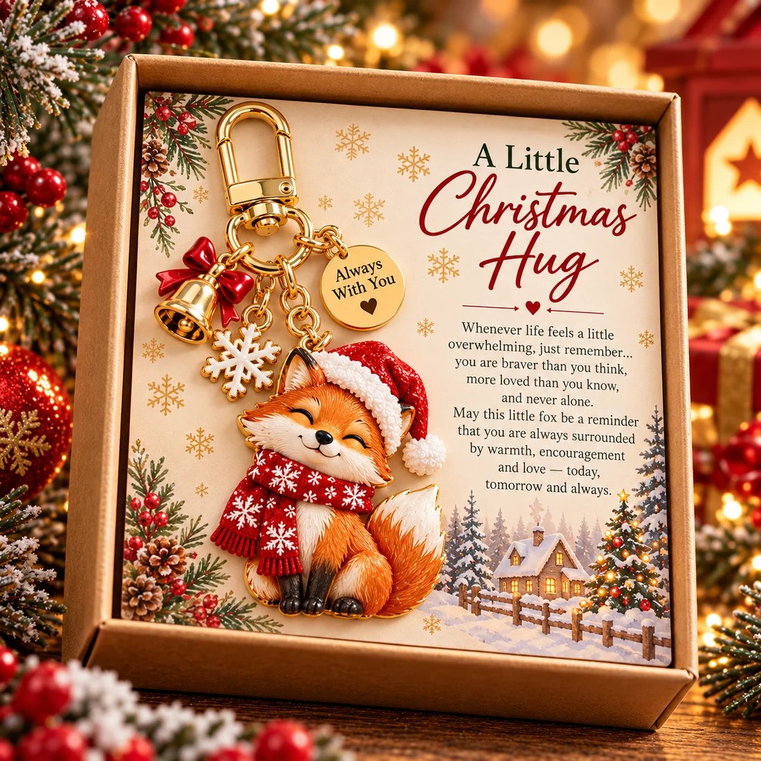 🎄🐱A Little Christmas Hug Keychain – A Heartwarming Holiday Gift to Keep Close