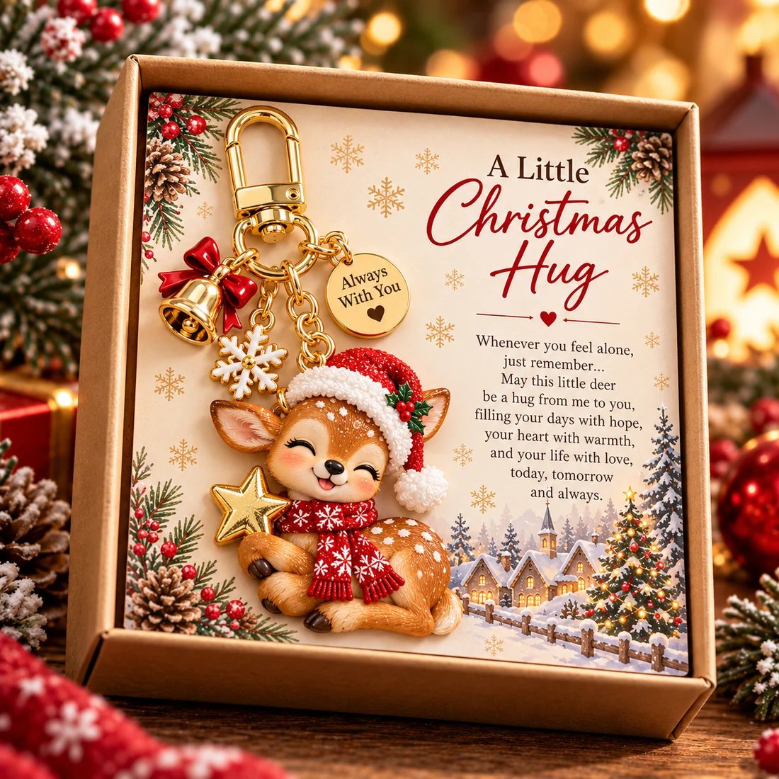 🎄🐱A Little Christmas Hug Keychain – A Heartwarming Holiday Gift to Keep Close