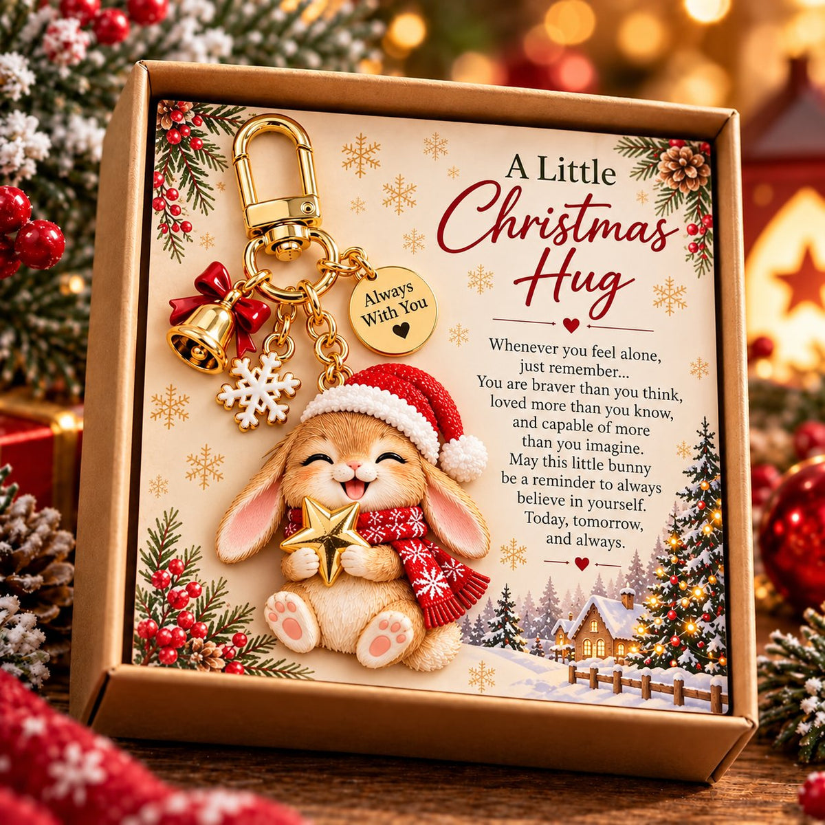 🎄🐱A Little Christmas Hug Keychain – A Heartwarming Holiday Gift to Keep Close