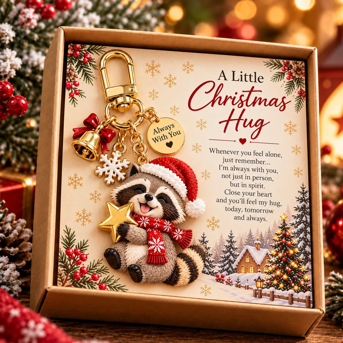 🎄🐱A Little Christmas Hug Keychain – A Heartwarming Holiday Gift to Keep Close