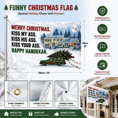 Funny Christmas Flag – Big Holiday Spirit. Very Little Filter.
