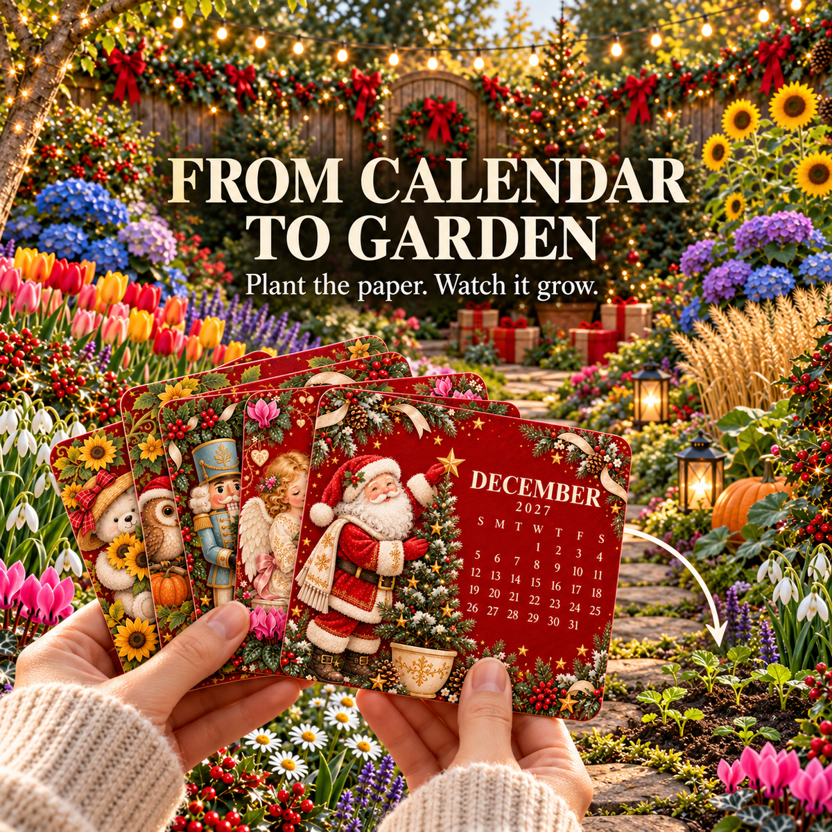 🌱 Eco-Friendly Plantable Vintage Christmas Seed Calendar 2027 – A Year of Little Joys 🎄✨❤️