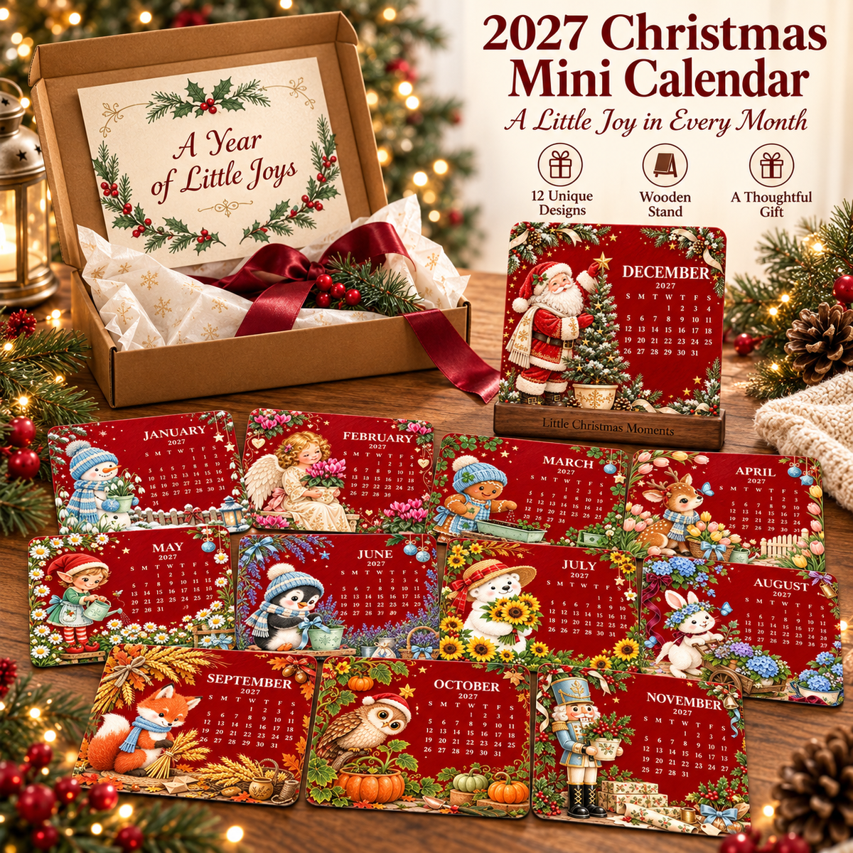 🌱 Eco-Friendly Plantable Vintage Christmas Seed Calendar 2027 – A Year of Little Joys 🎄✨❤️