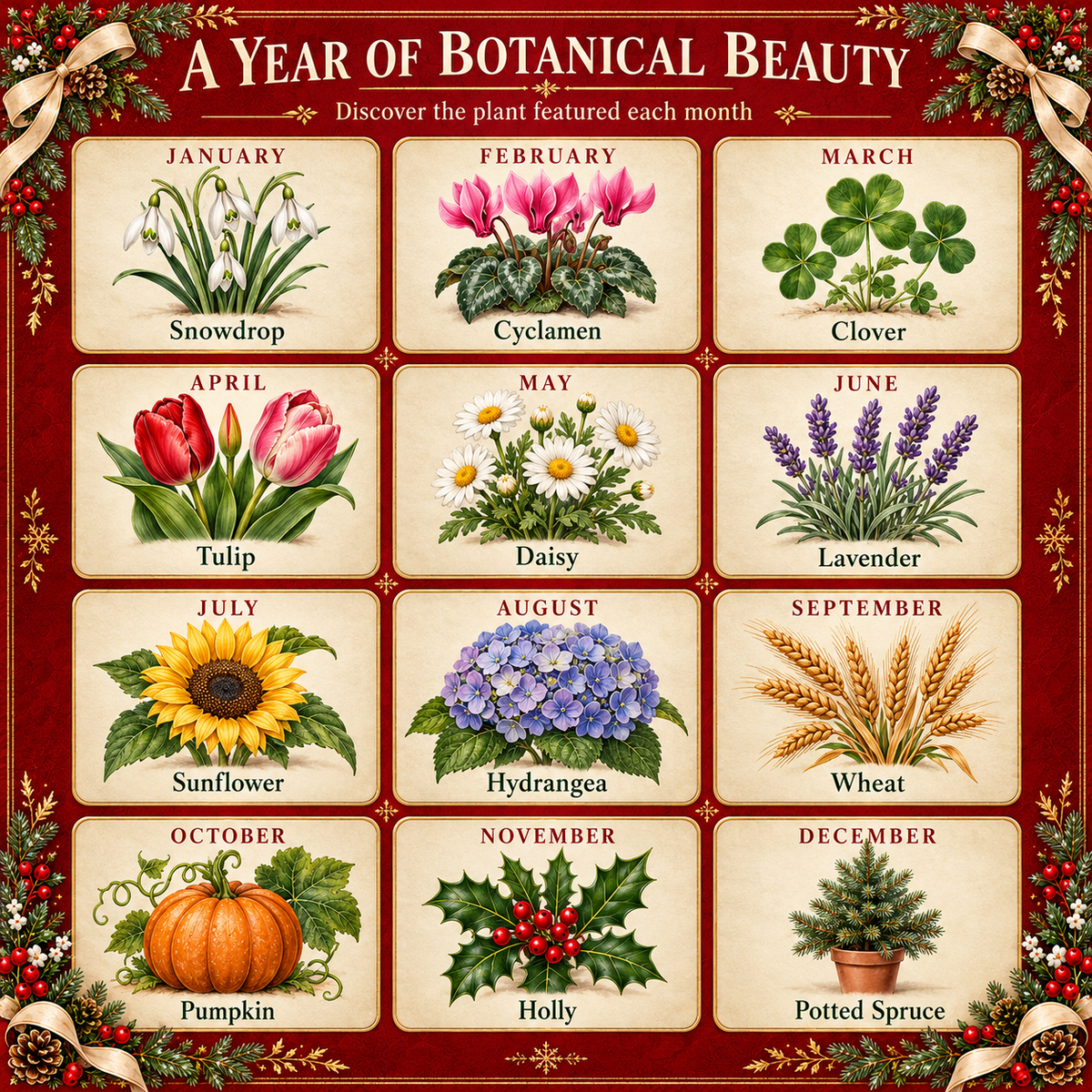 🌱 Eco-Friendly Plantable Vintage Christmas Seed Calendar 2027 – A Year of Little Joys 🎄✨❤️