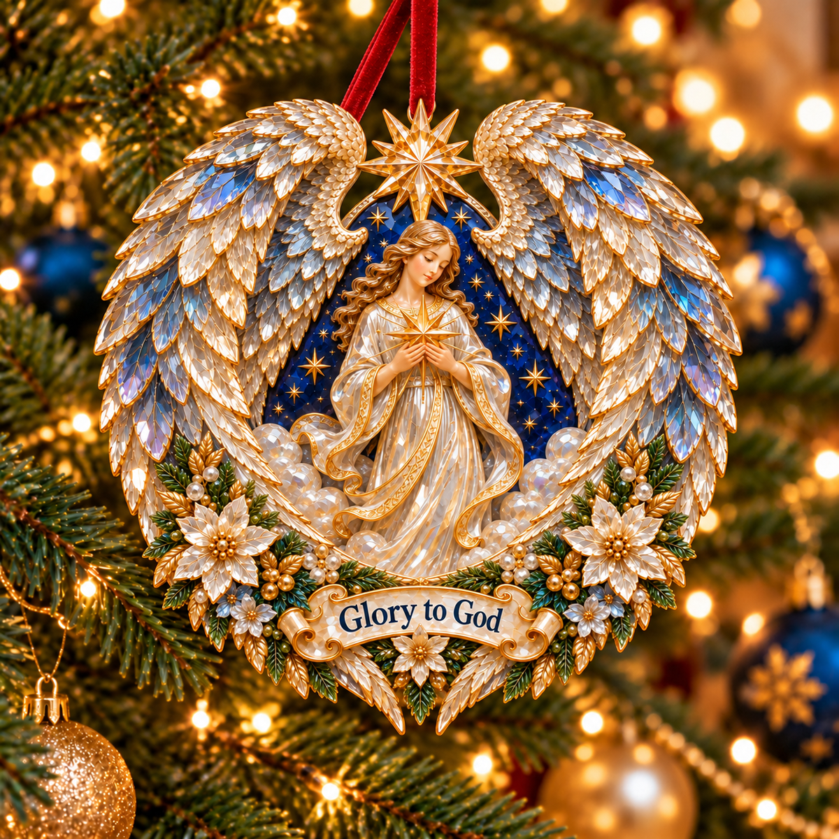 🎄✨ Religious Nativity Angel Wing Christmas Ornament