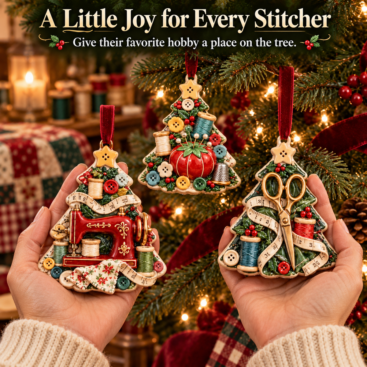 🧵🎄 Sewing-Themed Christmas Tree Ornaments – Festive Keepsakes for Sewing & Craft Lovers