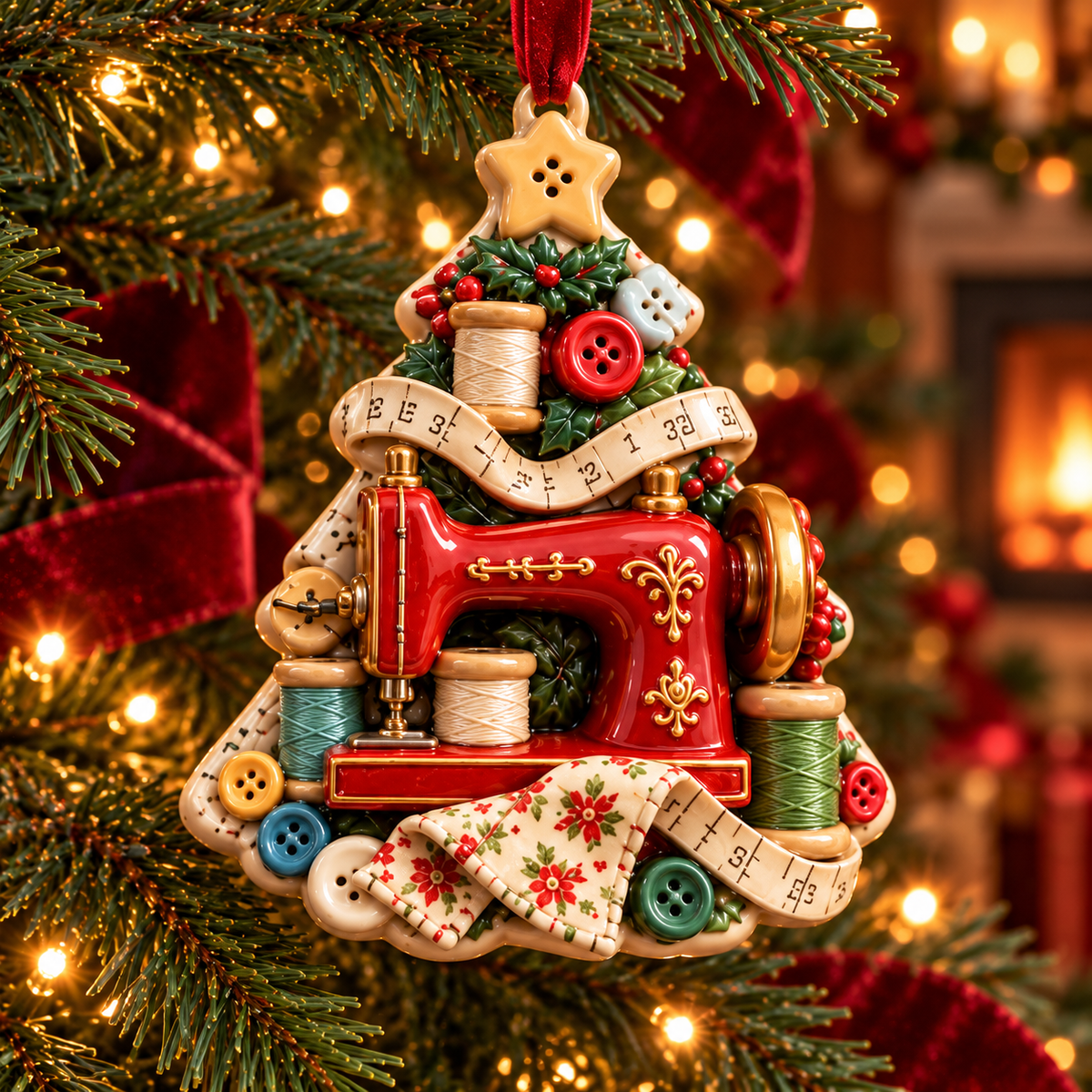 🧵🎄 Sewing-Themed Christmas Tree Ornaments – Festive Keepsakes for Sewing & Craft Lovers