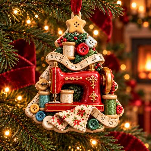 🧵🎄 Sewing-Themed Christmas Tree Ornaments – Festive Keepsakes for Sewing & Craft Lovers