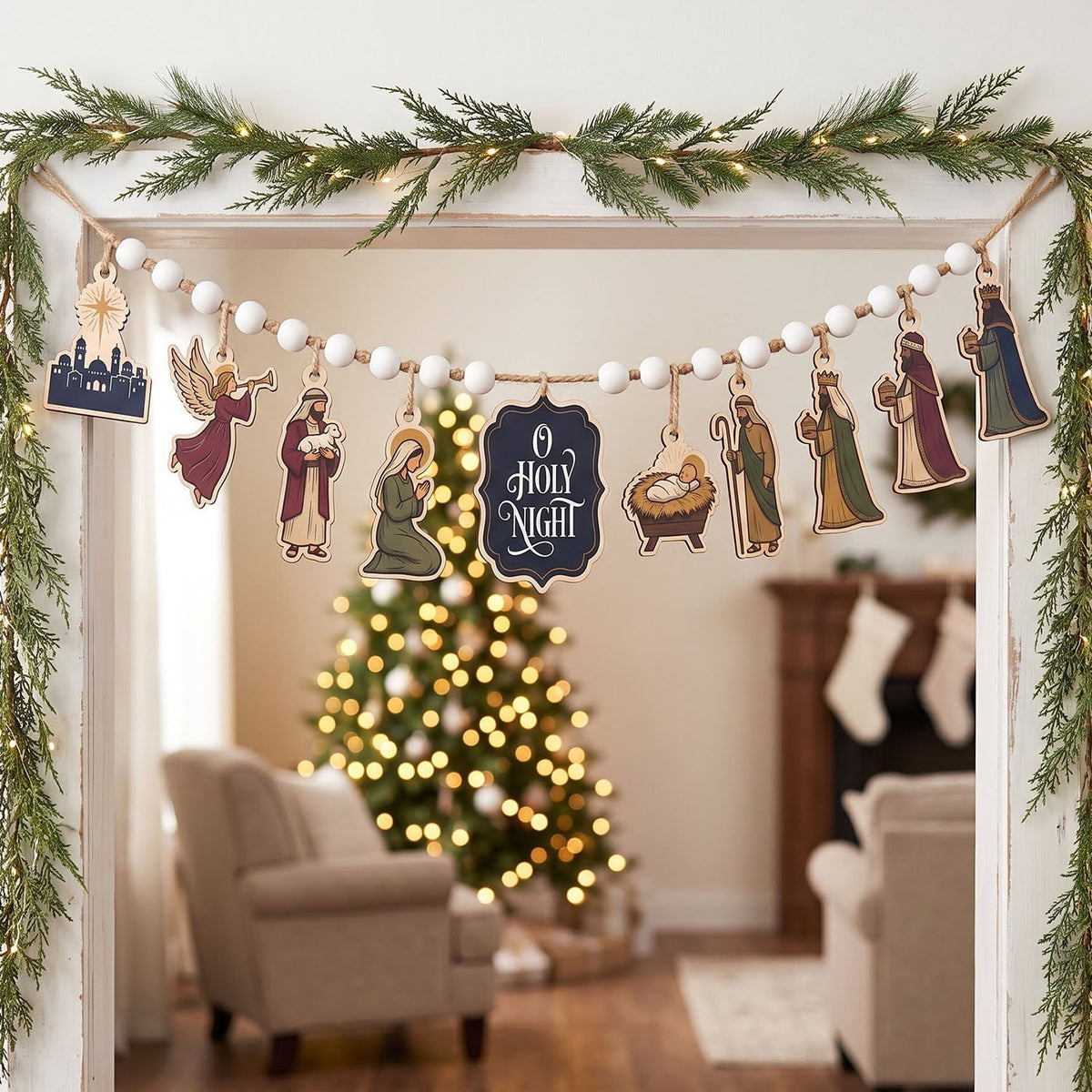 ✝️🎄Nativity Christmas Garland – A Beautiful Celebration of the First Christmas