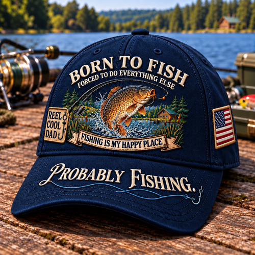 🎣 Born To Fish "Probably Fishing" USA Angler Tribute Cap