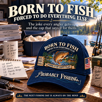 🎣 Born To Fish "Probably Fishing" USA Angler Tribute Cap