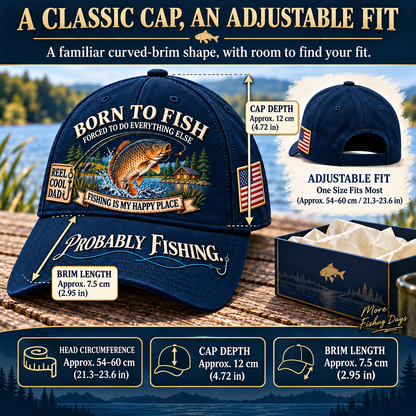 🎣 Born To Fish "Probably Fishing" USA Angler Tribute Cap
