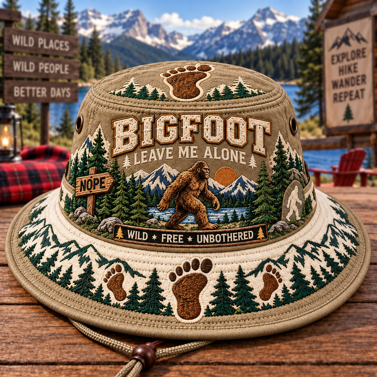 🦶🌲 Bigfoot Boonie Hat – Rugged Wilderness Style for Outdoor Adventurers