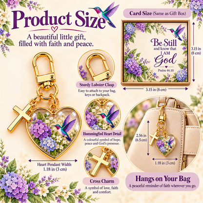 💜✝️ Be Still & Know That I Am God Hummingbird Faith Keychain