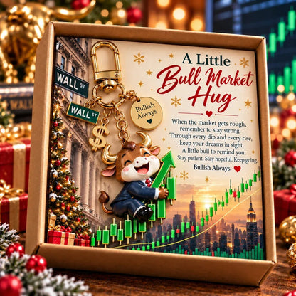 🐂📈 A Little Bull Market Hug – Inspirational Bull Keychain Gift Set for Stock Traders &amp; Investors 🎁✨