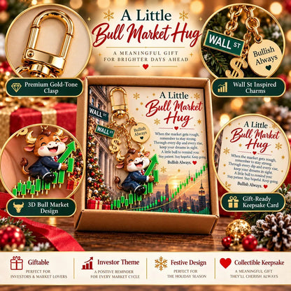 🐂📈 A Little Bull Market Hug – Inspirational Bull Keychain Gift Set for Stock Traders &amp; Investors 🎁✨