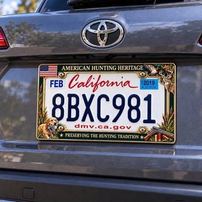 🦌🇺🇸 American Hunting Heritage License Plate Frame – Wildlife & Outdoor Tradition Décor