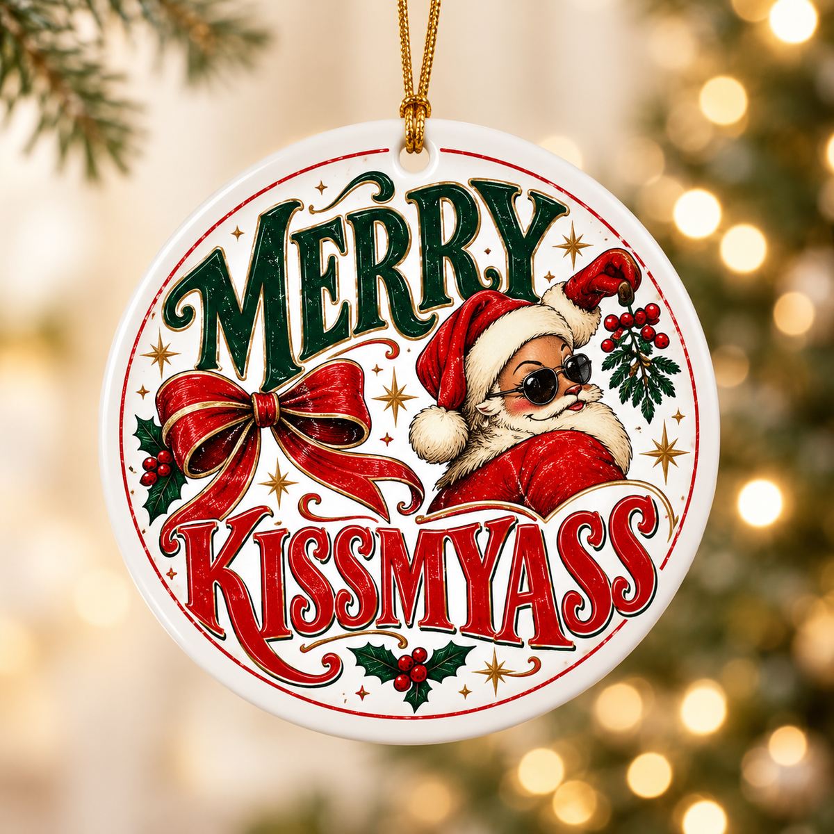 😜✨ Sassy Funny Adult Christmas Ceramic Ornament