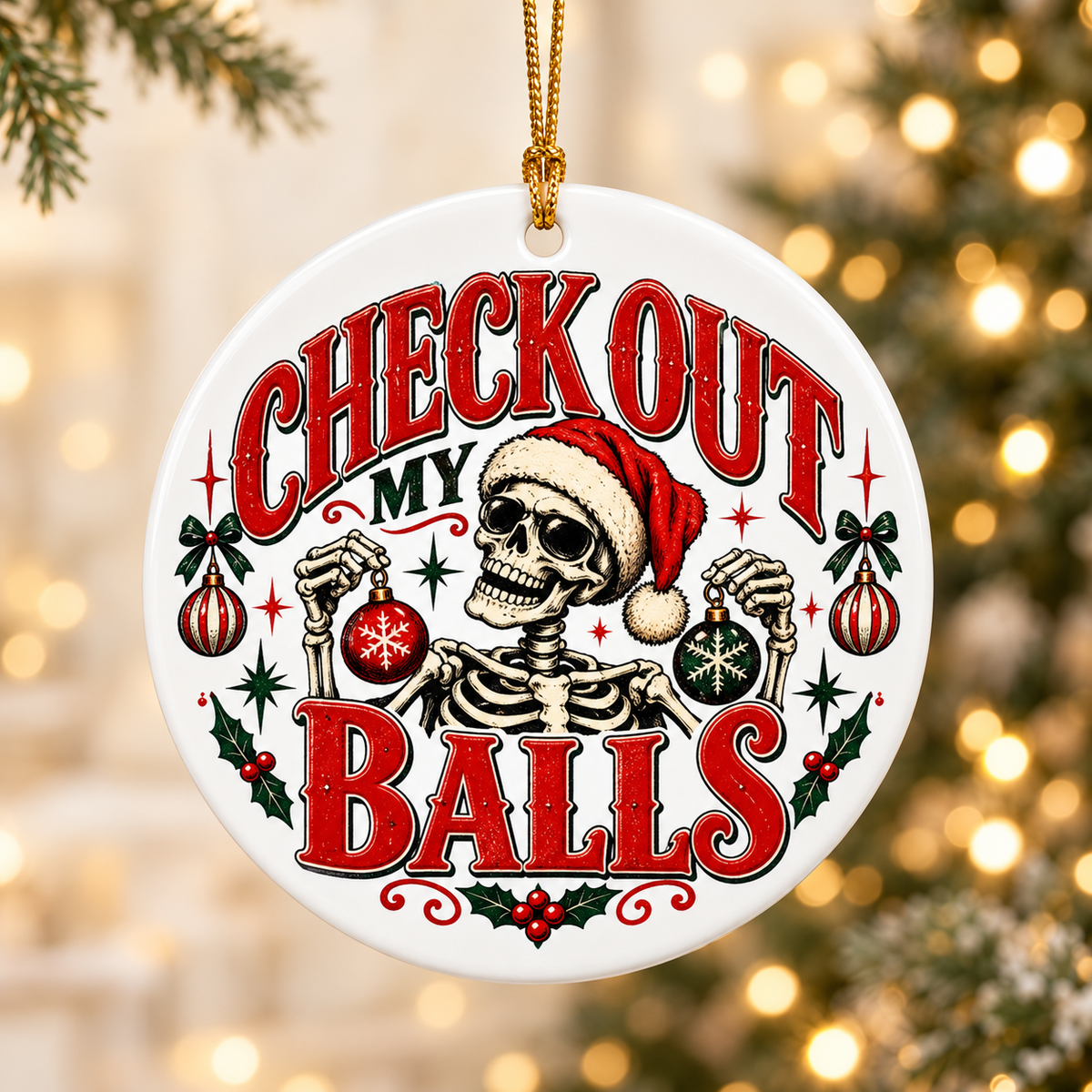 😜✨ Sassy Funny Adult Christmas Ceramic Ornament