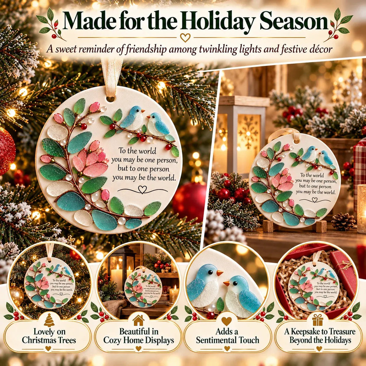 🐦 Love Birds Friendship Ornament
