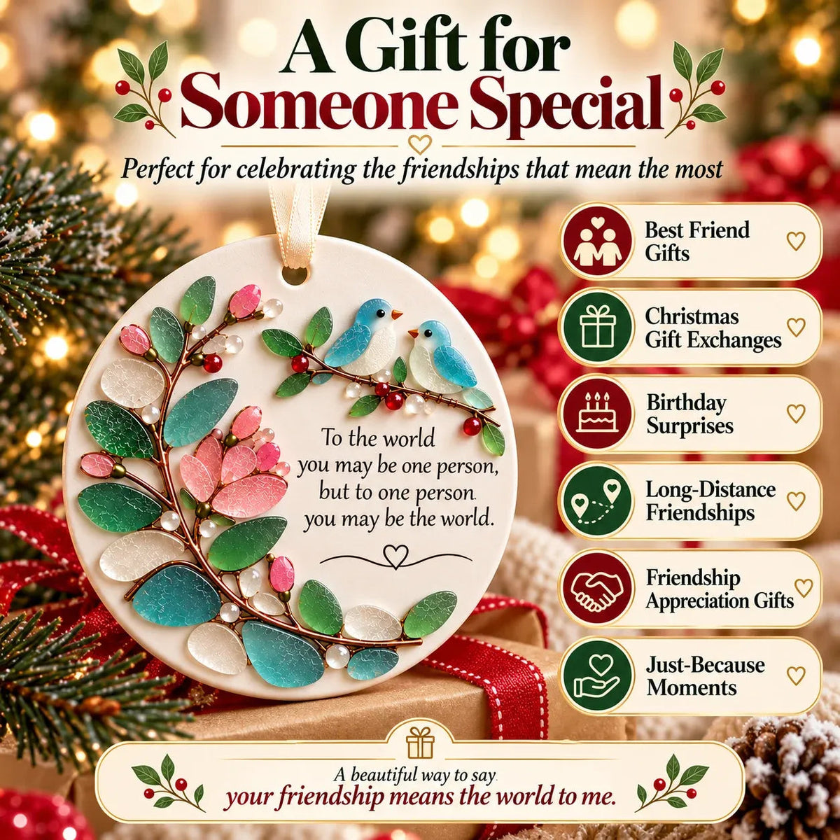 🐦 Love Birds Friendship Ornament
