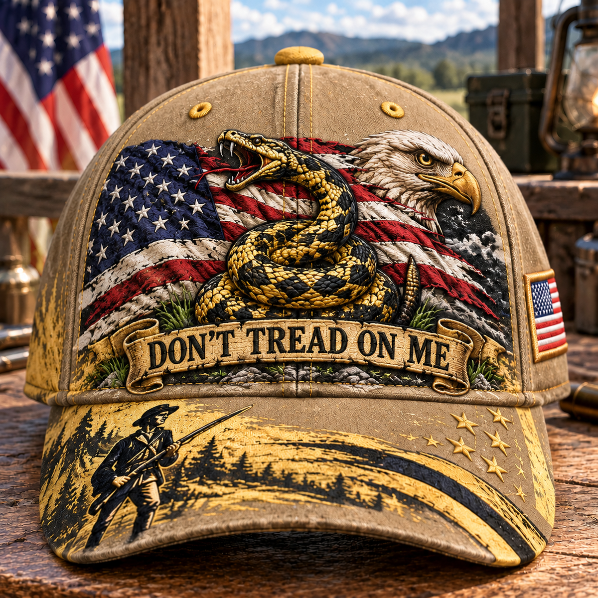 Don't Tread on Me Gadsden Flag Patriotic Baseball Cap