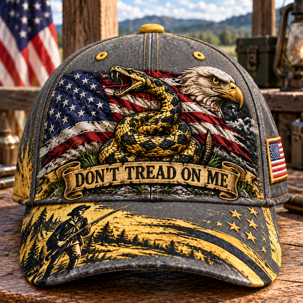 Don't Tread on Me Gadsden Flag Patriotic Baseball Cap