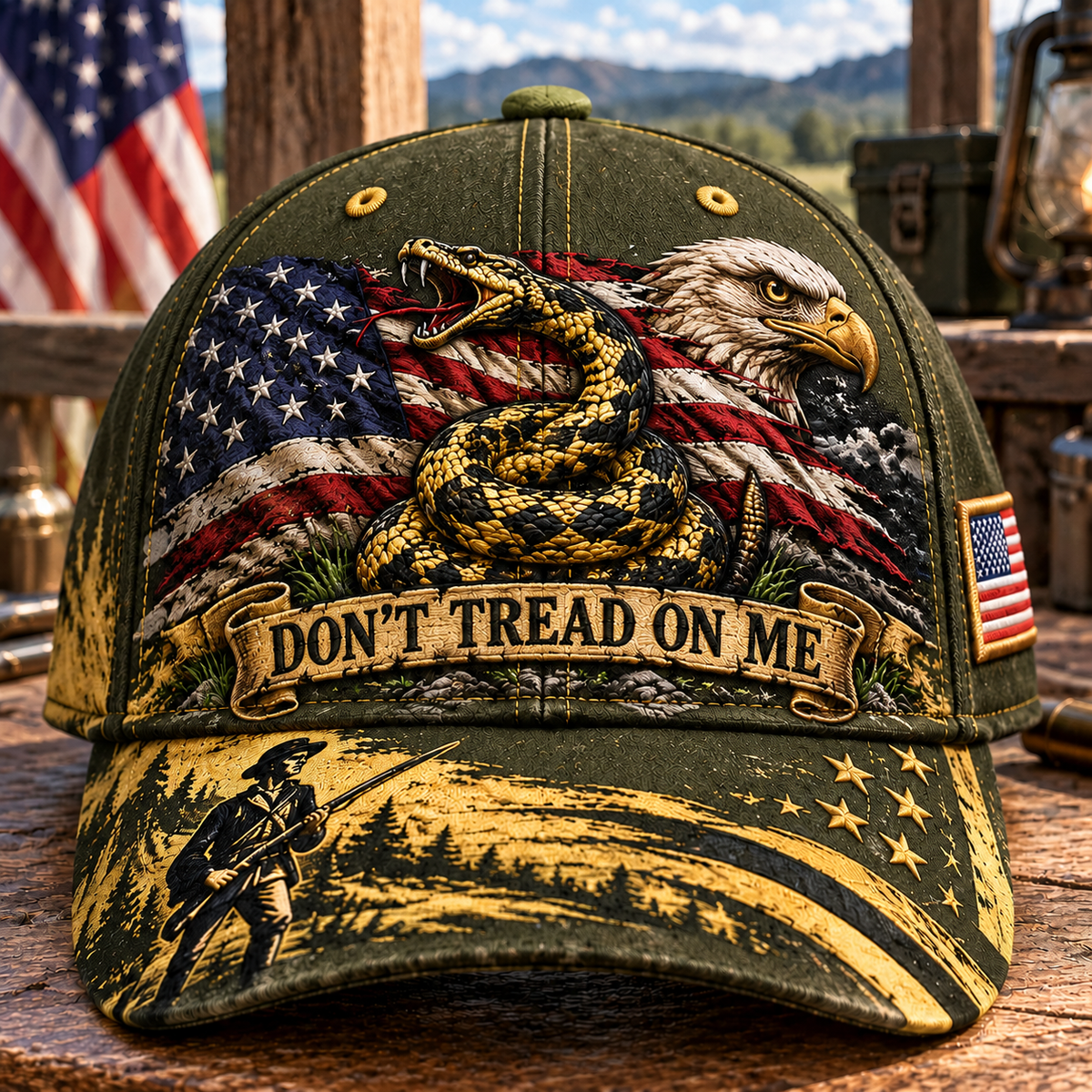 Don't Tread on Me Gadsden Flag Patriotic Baseball Cap