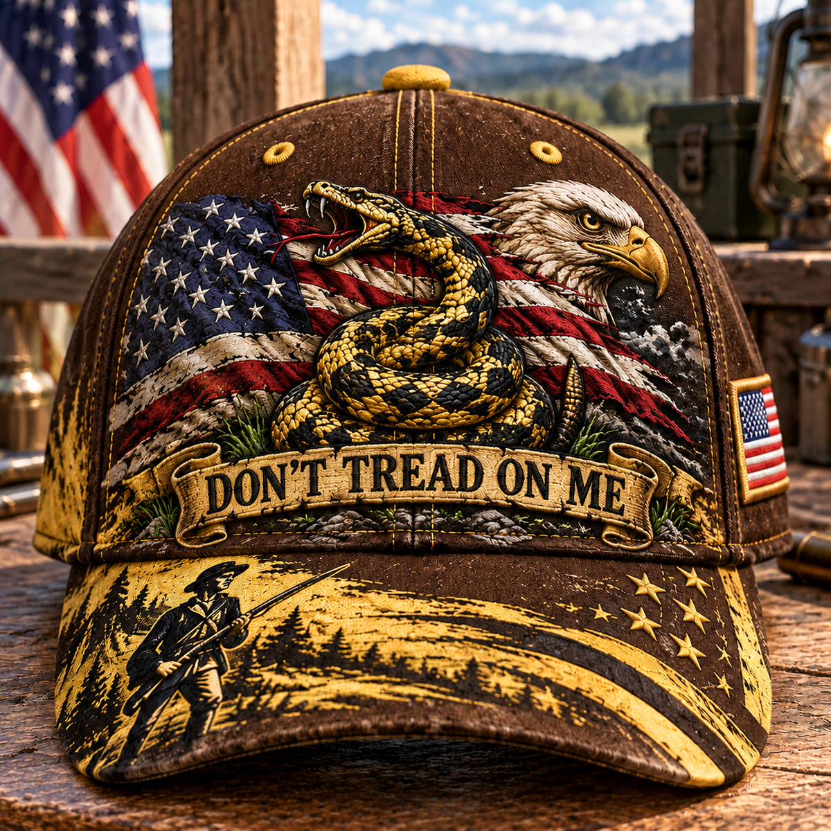 Don't Tread on Me Gadsden Flag Patriotic Baseball Cap