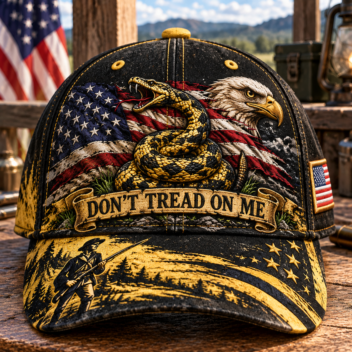 Don't Tread on Me Gadsden Flag Patriotic Baseball Cap