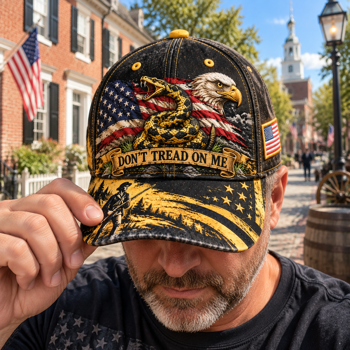Don't Tread on Me Gadsden Flag Patriotic Baseball Cap