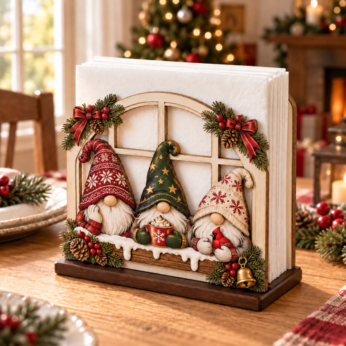 🎄🚂Christmas Decorative Napkin Holder – Festive Holiday Tabletop Centerpiece