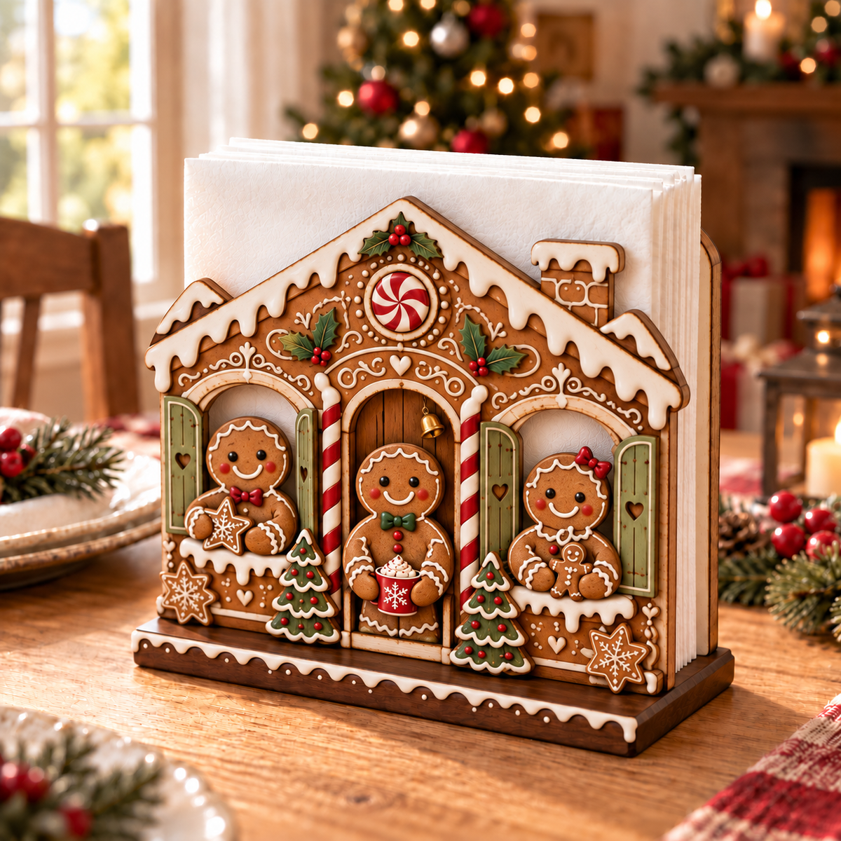 🎄🚂Christmas Decorative Napkin Holder – Festive Holiday Tabletop Centerpiece