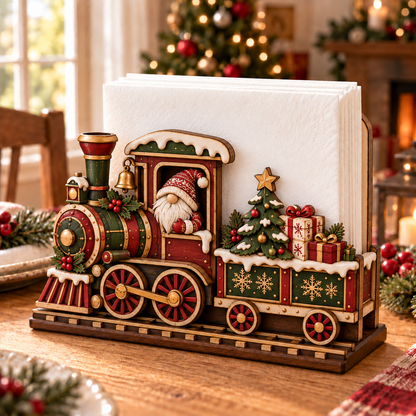 🎄🚂Christmas Decorative Napkin Holder – Festive Holiday Tabletop Centerpiece