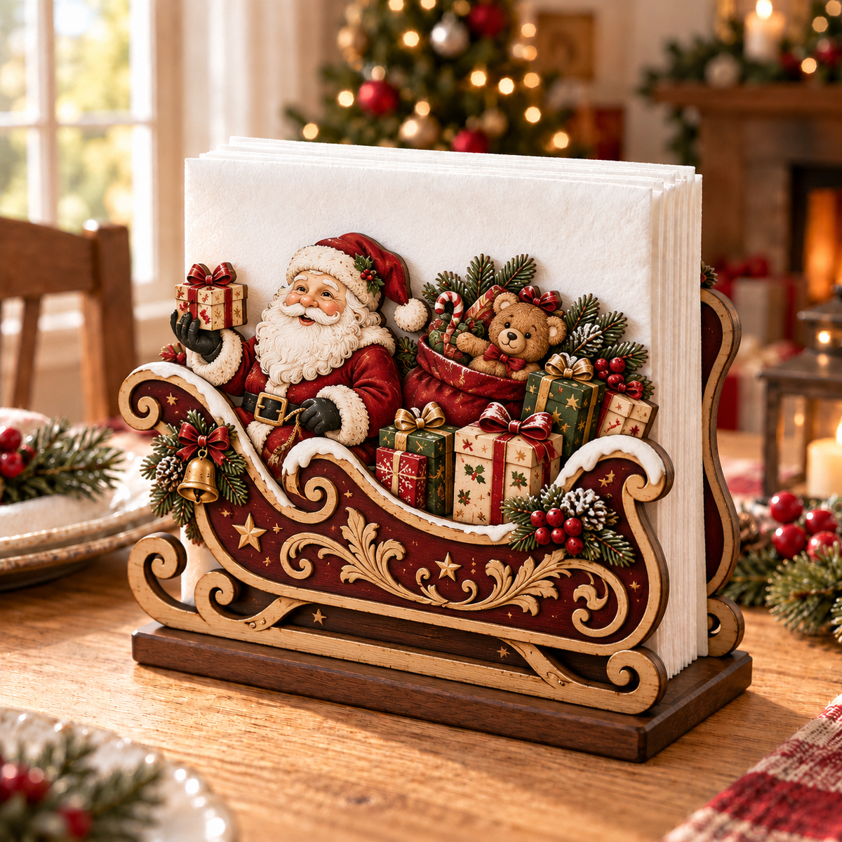 🎄🚂Christmas Decorative Napkin Holder – Festive Holiday Tabletop Centerpiece