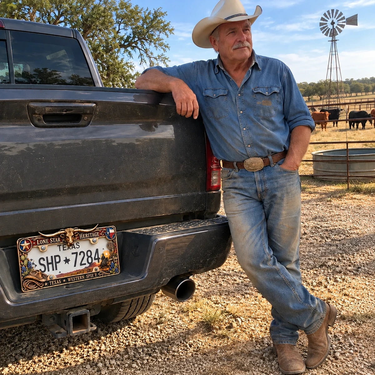 🤠⭐ Lone Star Heritage License Plate Frame – A Tribute to Texas Pride & Western Spirit