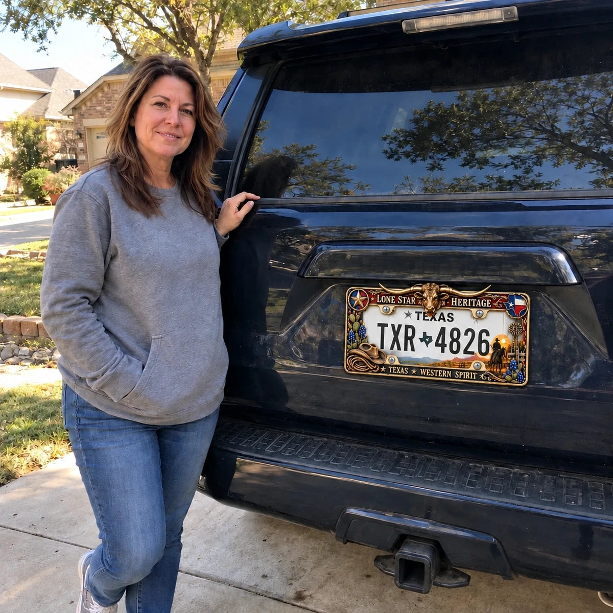 🤠⭐ Lone Star Heritage License Plate Frame – A Tribute to Texas Pride & Western Spirit