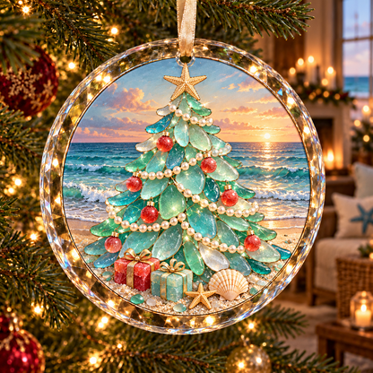 🌊 Coastal Sea Glass Style Christmas Ornament